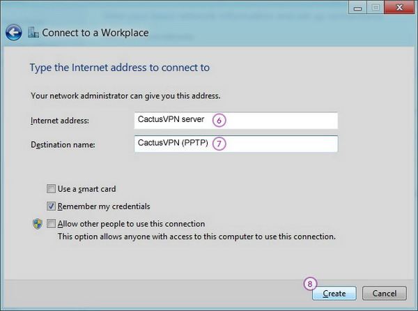 How to set up PPTP VPN on Windows 8: Step 5