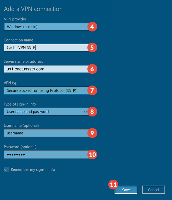 Windows 10 SSTP VPN Setup: Step 3