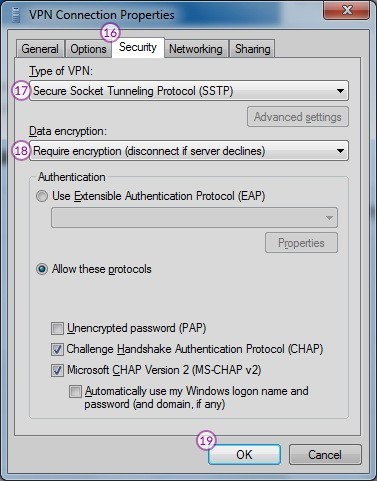 How to set up SSTP VPN on Windows 7: Step 10