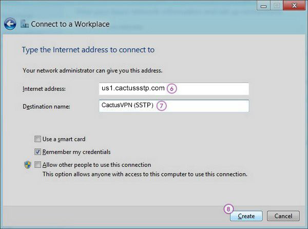 How to set up SSTP VPN on Windows 8: Step 5