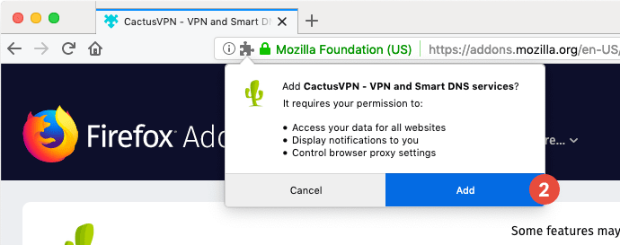 How to set up CactusVPN Extension for Firefox: Step 2