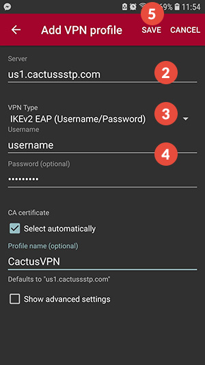 Configure uma VPN no Android 5 e superior