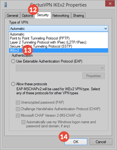 Windows 8 IKEv2 VPN Setup: Step 8