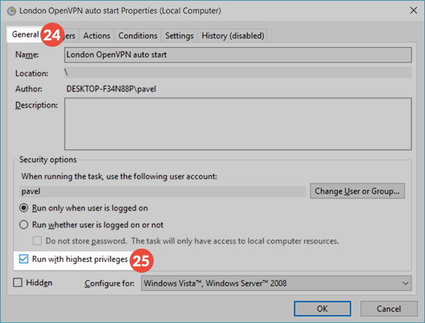 How to autostart OpenVPN GUI on Windows: Step 14