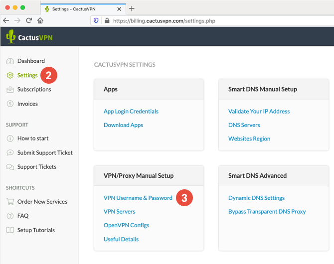 How to change your VPN username and password. Step 2