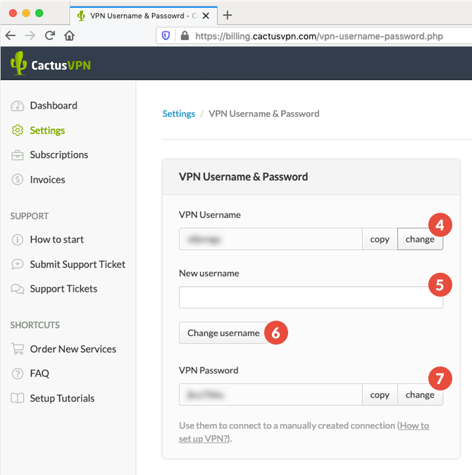 How to change your VPN username and password. Step 3