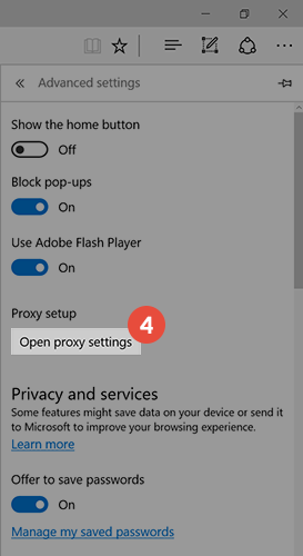 How to set up proxy on Edge: Step 3