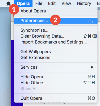 How to set up proxy on Opera for macOS: Step 1