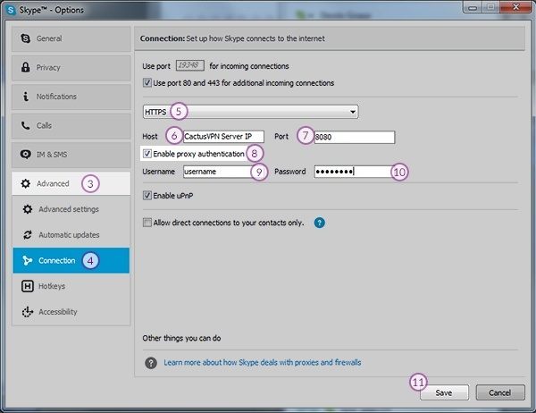 Skype Proxy Setup: Step 2