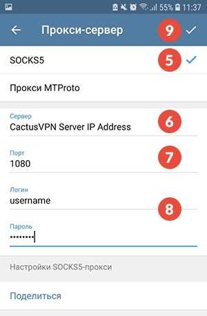 How to Set Up SOCKS5 Proxy on Telegram for Android: Step 5
