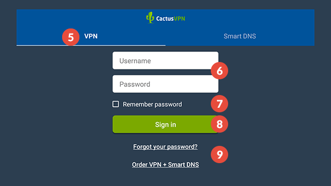 How to set up CactusVPN App for Android TV: Step 4
