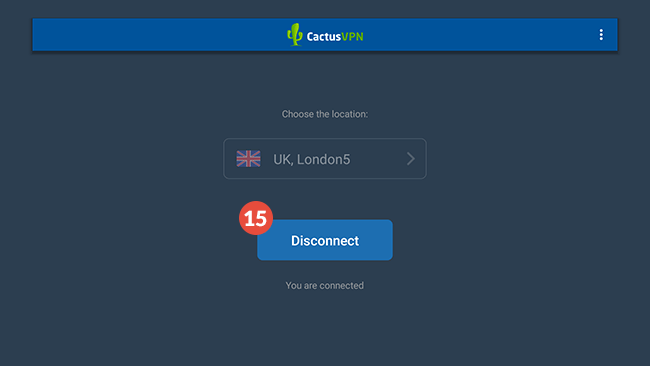 How to set up CactusVPN App for Android TV: Step 9