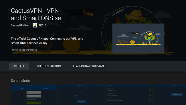 How to set up CactusVPN App for Android TV: Step 1