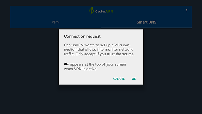How to set up CactusVPN App for Android TV: Step 11