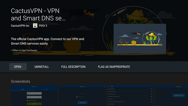 How to set up CactusVPN App for Android TV: Step 2