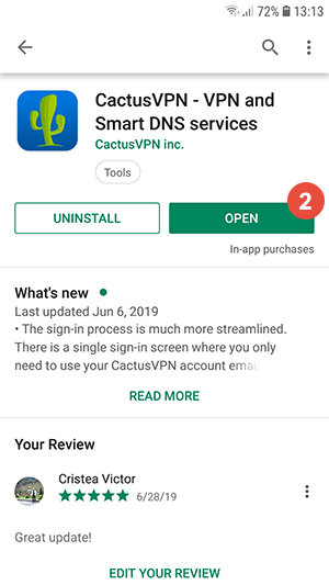 How to set up CactusVPN App for Android: Step 3