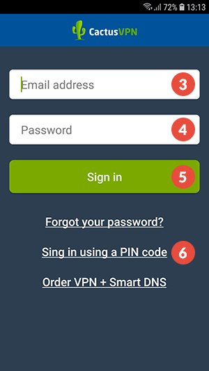 How to set up CactusVPN App for Android: Step 3