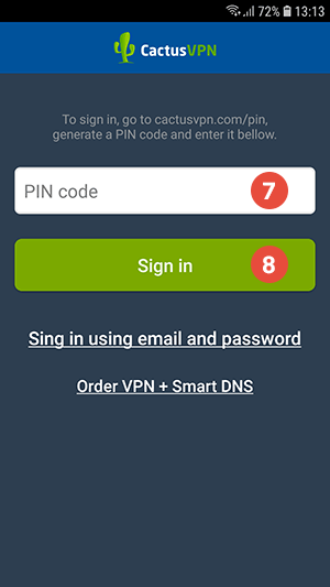 How to set up CactusVPN App for Android: Step 4