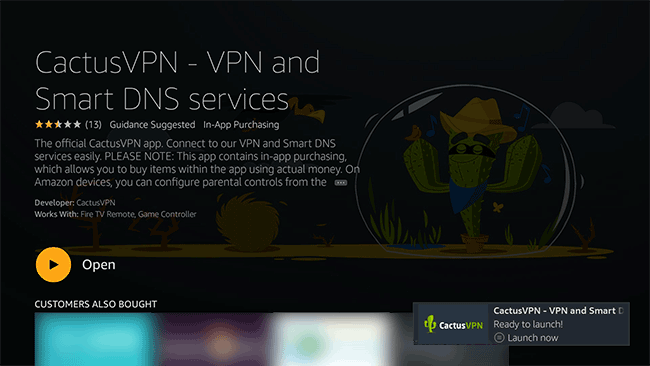 How to set up CactusVPN App for Fire TV: Step 2