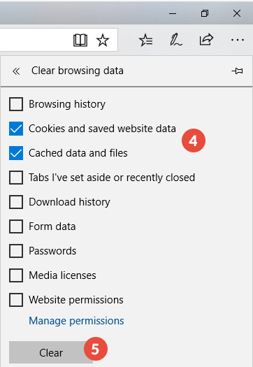 How to Clear Cache and Cookies on Edge: Step 3