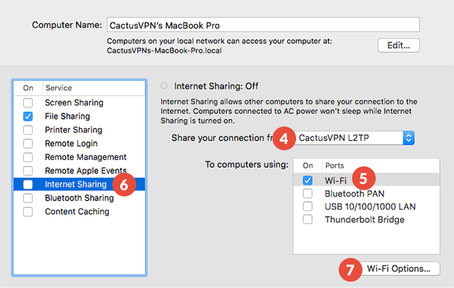 How to Share VPN on macOS using Wi-Fi: Step 3