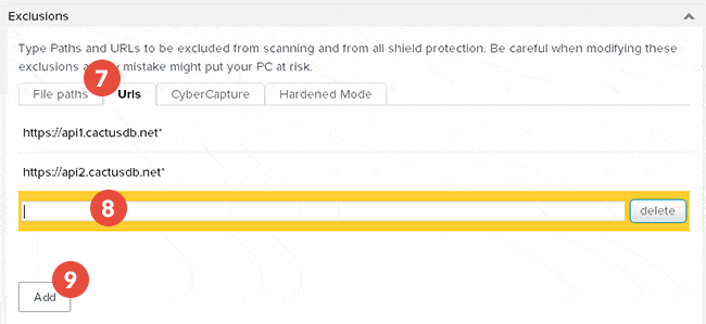 How to exclude files from scanning in Avast Antivirus: Step 4