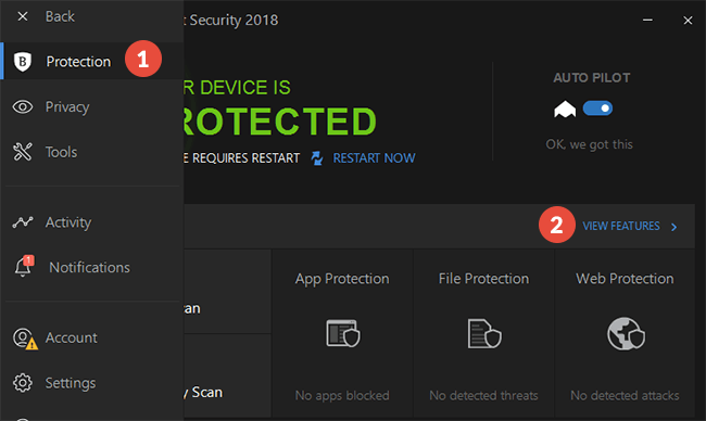 How to add exclusions in Bitdefender Antivirus: Step 1