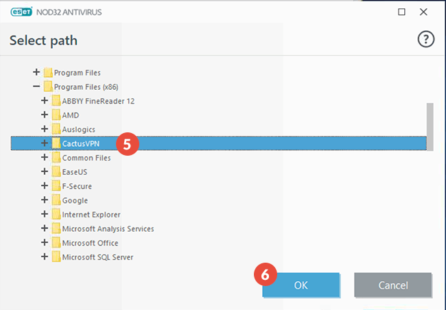 How to exclude files from scanning in ESET NOD32 Antivirus: Step 3