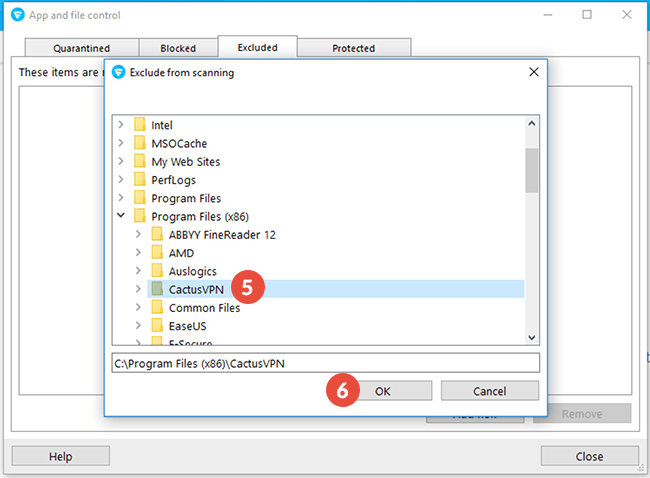 How to exclude files from scanning in F-Secure Antivirus: Step 3