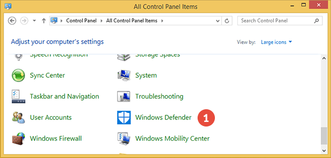 How to add exclusions for Windows Defender Firewall in Windows 8: Step 1
