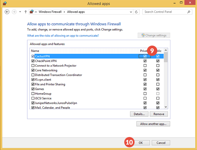 How to add exclusions for Windows Firewall in Windows 8: Step 5